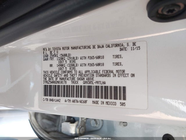 3TMGZ5AN8GM010178 Toyota Tacoma Limited