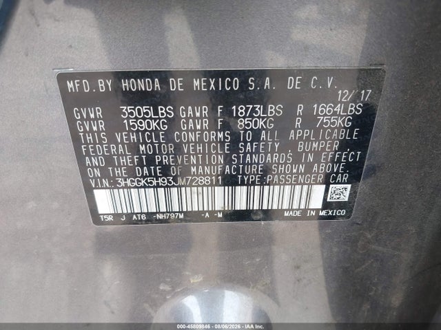 Honda Fit Ex-l 2018 3HGGK5H93JM728811 Image 9