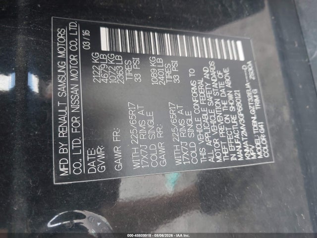 2016 Nissan Rogue Sv მანქანა იყიდება აუქციონზე, vin: KNMAT2MV3GP680121, აუქციონის ნომერი: 45809918