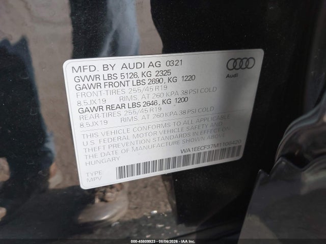 WA1EECF37M1106420 Audi Q3 Premium Plus 45 Tfsi S Line Quattro Tiptronic