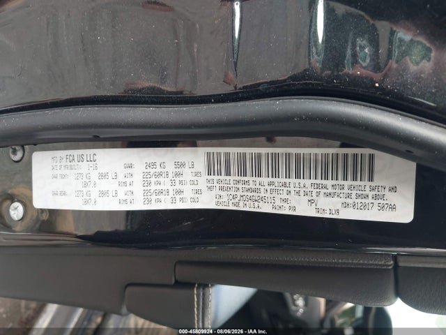 Aukcja sprzedaży 2016 Jeep Cherokee Limited, vin: 1C4PJMDS4GW245115, numer aukcji: 45809924