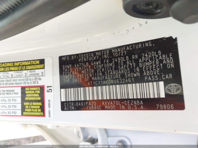 4T1C11AK0NU632461 Toyota CAMRY LE