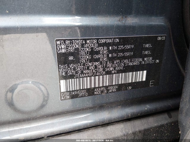 Aukcja sprzedaży 2023 Toyota Venza Xle, vin: JTEAAAAHXPJ146708, numer aukcji: 45810078