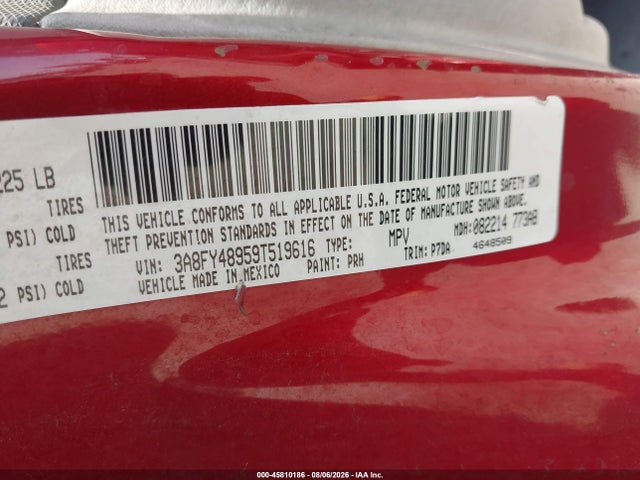 45810186 :رقم المزاد ، 3A8FY48959T519616 vin ، 2009 Chrysler Pt Cruiser Lx مزاد بيع