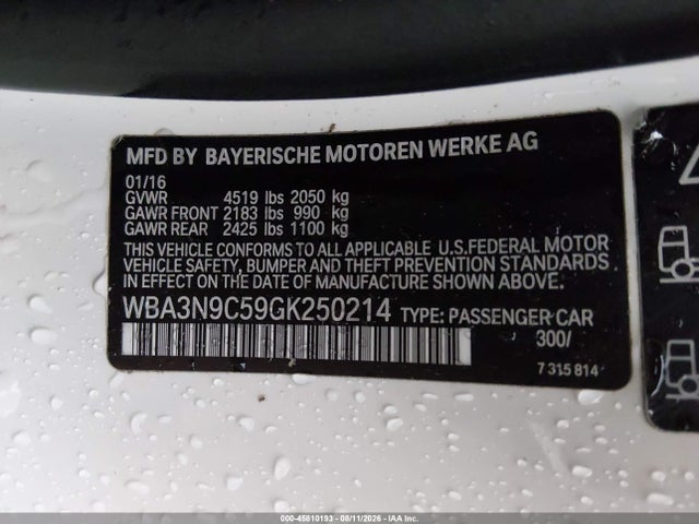 Aukcja sprzedaży 2016 Bmw 428i Xdrive, vin: WBA3N9C59GK250214, numer aukcji: 45810193