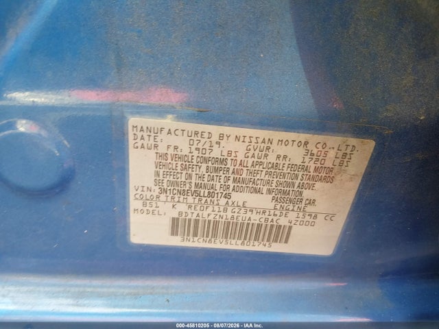 Nissan Versa Sv Xtronic Cvt 2020 3N1CN8EV5LL801745 Image 9