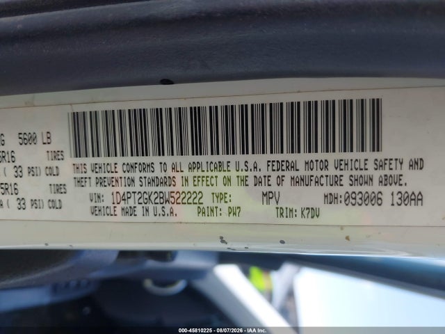 Продажа на аукционе авто 2011 Dodge Nitro Se, vin: 1D4PT2GK2BW522222, номер лота: 45810225
