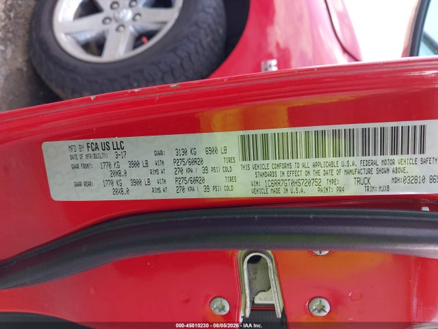 45810230 :رقم المزاد ، 1C6RR7GT0HS720752 vin ، 2017 Ram 1500 Big Horn  4x4 6'4 Box مزاد بيع