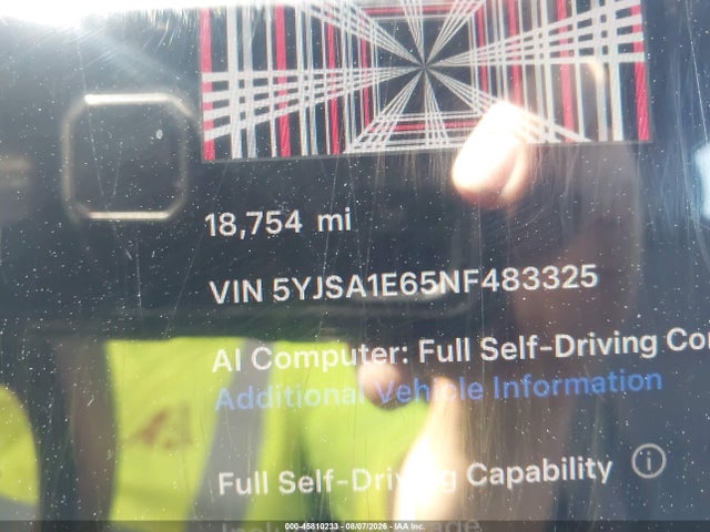5YJSA1E65NF483325 Tesla Model S Plaid Tri Motor All-wheel Drive