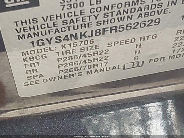 Продаж на аукціоні авто 2015 Cadillac Escalade Premium, vin: 1GYS4NKJ8FR562629, номер лоту: 45810248