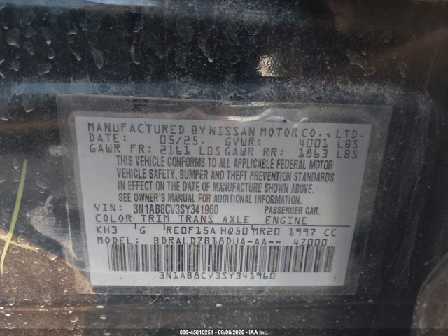 Продажа на аукционе авто 2025 Nissan Sentra Sv, vin: 3N1AB8CV3SY341960, номер лота: 45810251