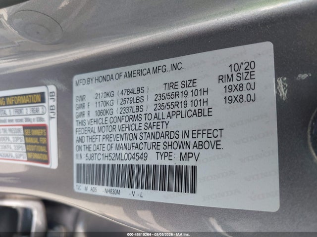 Продажа на аукционе авто 2021 Acura Rdx Technology Package, vin: 5J8TC1H52ML004549, номер лота: 45810264