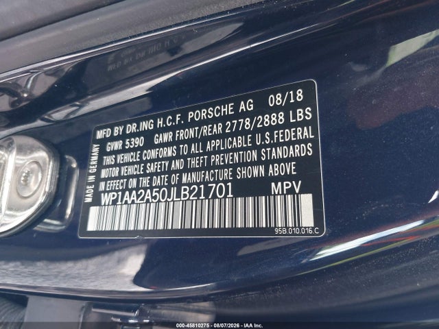 Aukcja sprzedaży 2018 Porsche Macan Sport Edition, vin: WP1AA2A50JLB21701, numer aukcji: 45810275