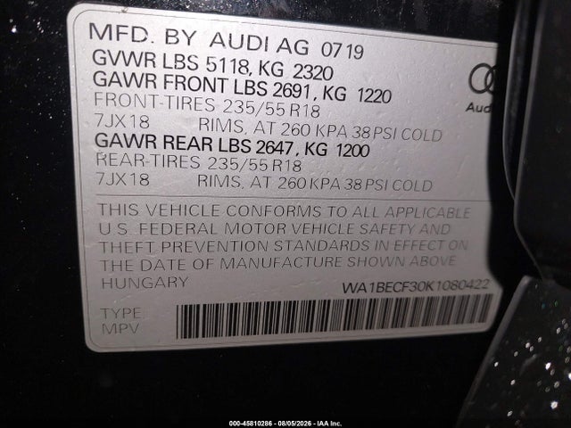 WA1BECF30K1080422 Audi Q3 2.0t Premium