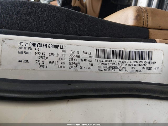 45810294 :رقم المزاد ، 1D4SE5GT7BC695637 vin ، 2011 Dodge Durango Citadel مزاد بيع