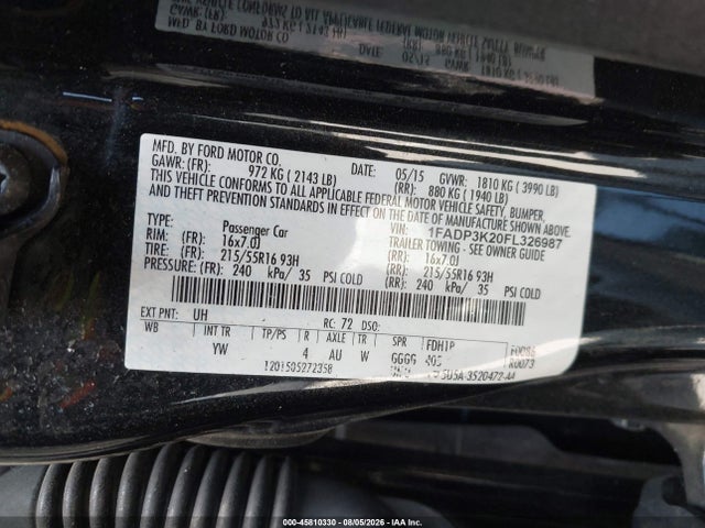 Ford FOCUS SE 2015 1FADP3K20FL326987 Image 9