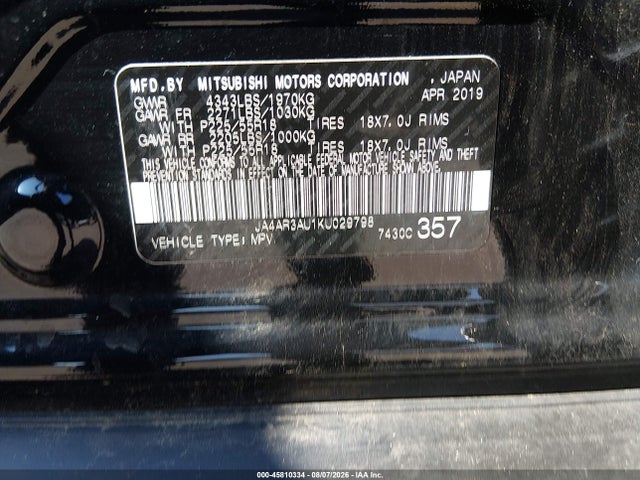 Aukcja sprzedaży 2019 Mitsubishi Outlander Sport 2.0 Es, vin: JA4AR3AU1KU029798, numer aukcji: 45810334
