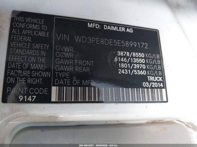 Mercedes-Benz Sprinter 2500 High Roof 2014 WD3PE8DE5E5899172 Image 9
