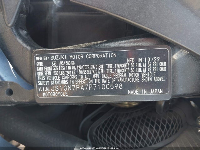 Suzuki GSX-R600 2023 JS1GN7FA7P7100598 Image 10