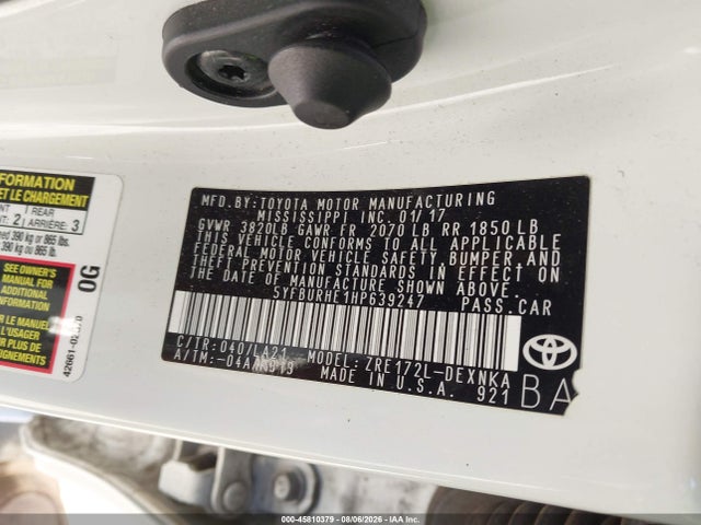 Toyota Corolla Xle 2017 5YFBURHE1HP639247 Image 9