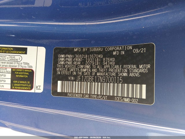 Subaru Brz Limited 2022 JF1ZDBE17N9700115 Image 9