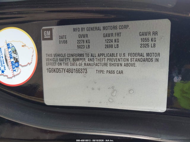 Продаж на аукціоні авто 2008 Cadillac Dts 1sc, vin: 1G6KD57Y48U166373, номер лоту: 45810513
