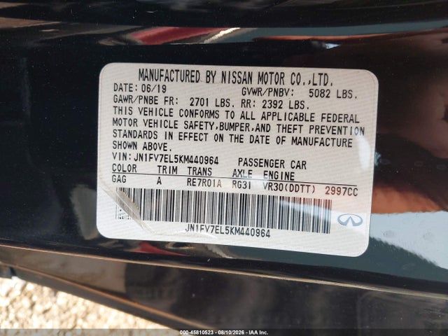 JN1FV7EL5KM440964 Infiniti Q60 3.0t Red Sport 400