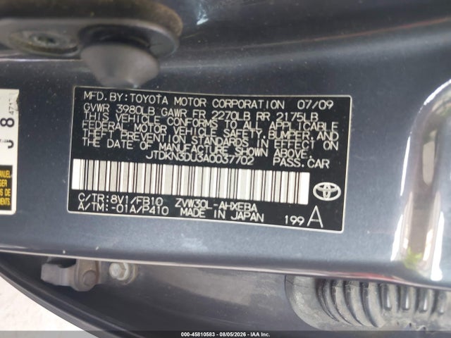 Продаж на аукціоні авто 2010 Toyota Prius Ii, vin: JTDKN3DU3A0037702, номер лоту: 45810583