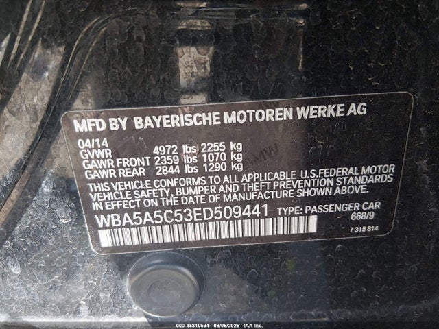 Aukcja sprzedaży 2014 Bmw 528i, vin: WBA5A5C53ED509441, numer aukcji: 45810594