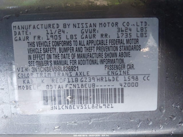 Nissan Versa 1.6 Sv 2025 3N1CN8EV5SL826921 Image 9