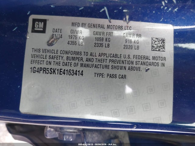 Продажа на аукционе авто 2014 Buick Verano Convenience Group, vin: 1G4PR5SK1E4163414, номер лота: 45810619