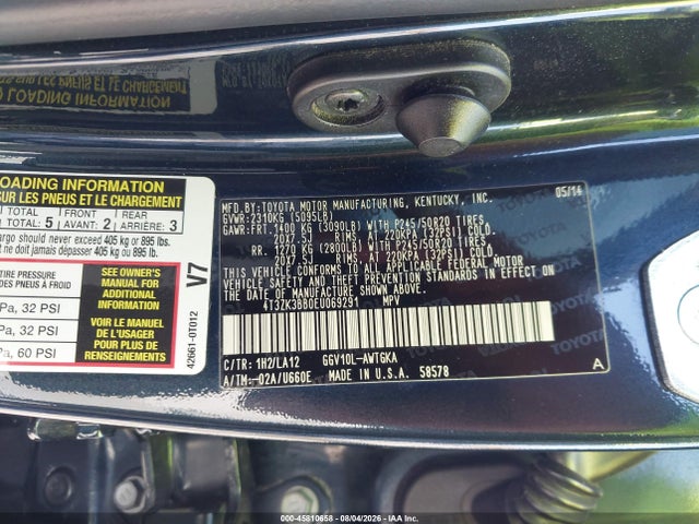 4T3ZK3BB0EU069291 Toyota Venza Xle V6