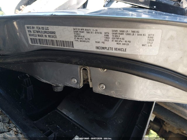 45810660 :رقم المزاد ، 3C7WRLEL0RG240892 vin ، 2024 Ram 4500 Chassis Tradesman/slt/laramie/limited مزاد بيع