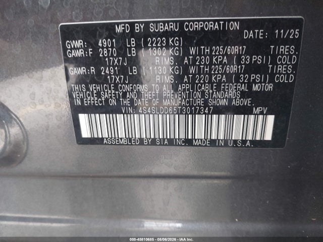 Продажа на аукционе авто 2026 Subaru Forester Premium, vin: 4S4SLDD65T3017347, номер лота: 45810685