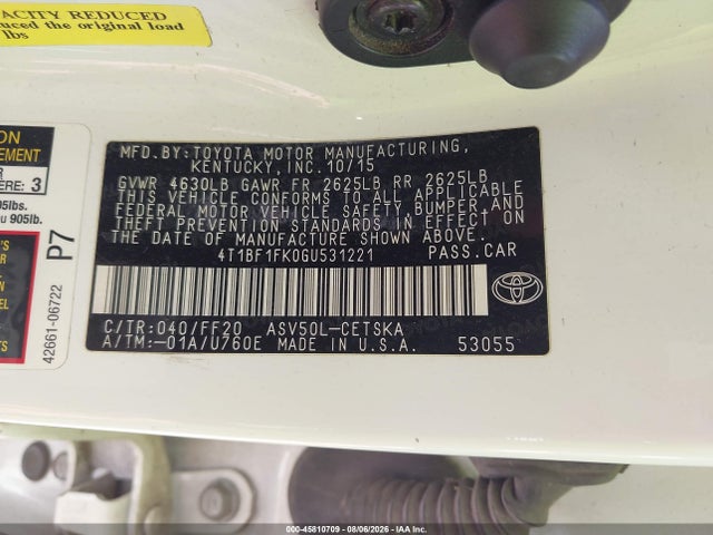 Toyota CAMRY SE 2016 4T1BF1FK0GU531221 Image 9