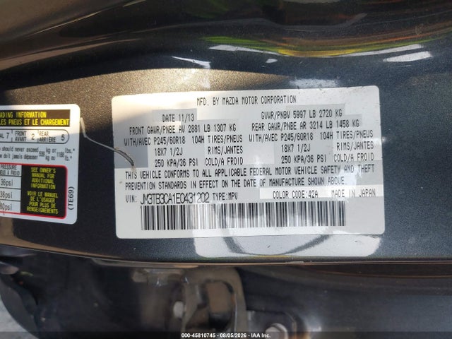 Mazda Cx-9 Touring 2014 JM3TB3CA1E0431202 Image 9