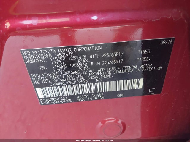 Toyota Rav4 Xle 2017 JTMWFREV7HJ106596 Image 9