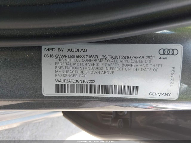 Продаж на аукціоні авто 2016 Audi S6 Premium Plus, vin: WAUF2AFC3GN167202, номер лоту: 45810763