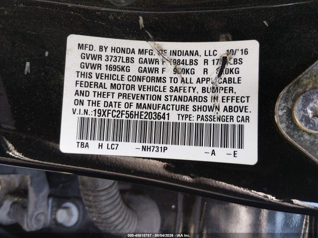 19XFC2F56HE203641 Honda Civic Lx