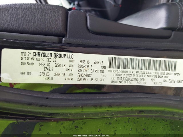 2013 Jeep Grand Cherokee Laredo მანქანა იყიდება აუქციონზე, vin: 1C4RJFAG6DC633495, აუქციონის ნომერი: 45810825