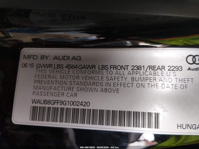 Audi A3 2.0t Premium 2016 WAUB8GFF9G1002420 Image 9