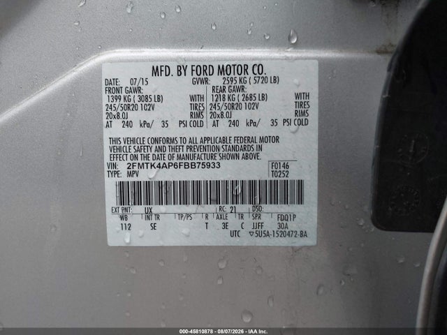 Продажа на аукционе авто 2015 Ford Edge Sport, vin: 2FMTK4AP6FBB75933, номер лота: 45810878