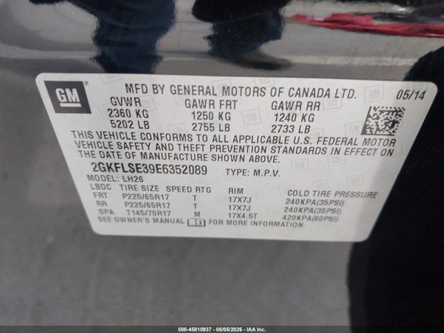 Продаж на аукціоні авто 2014 Gmc Terrain Slt-1, vin: 2GKFLSE39E6352089, номер лоту: 45810937