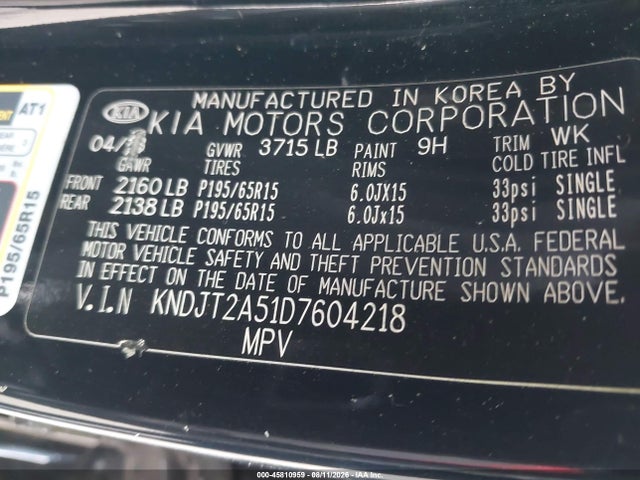 Продажа на аукционе авто 2013 Kia Soul, vin: KNDJT2A51D7604218, номер лота: 45810959
