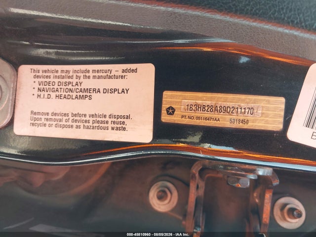 45810960 :رقم المزاد ، 1B3HB28A89D211170 vin ، 2009 Dodge Caliber Se مزاد بيع