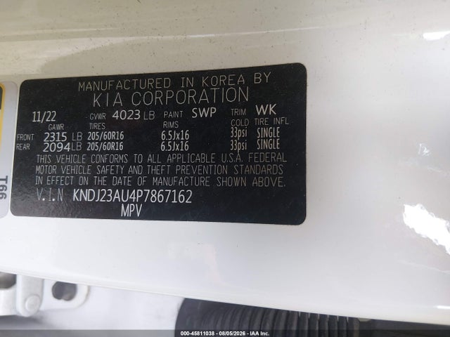 2023 Kia Soul S მანქანა იყიდება აუქციონზე, vin: KNDJ23AU4P7867162, აუქციონის ნომერი: 45811038