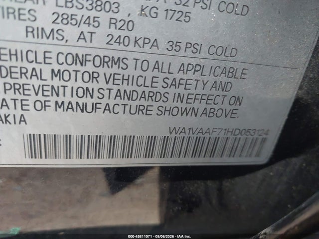 Продаж на аукціоні авто 2017 Audi Q7 3.0t Premium, vin: WA1VAAF71HD053124, номер лоту: 45811071