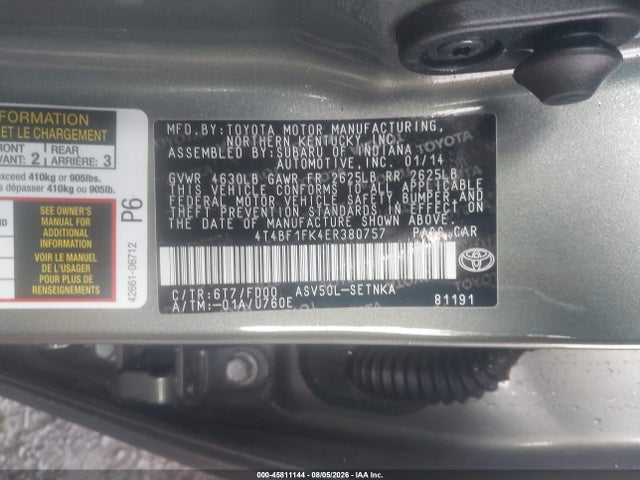 Aukcja sprzedaży 2014 Toyota Camry Le, vin: 4T4BF1FK4ER380757, numer aukcji: 45811144