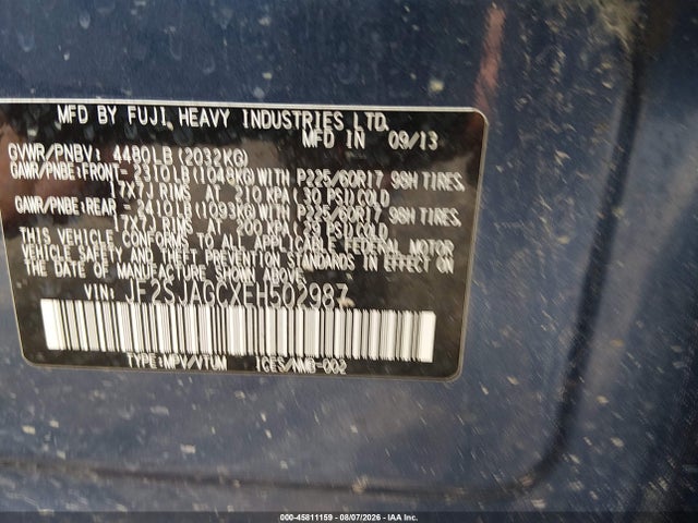 45811159 :رقم المزاد ، JF2SJAGCXEH502987 vin ، 2014 Subaru Forester 2.5i Premium مزاد بيع