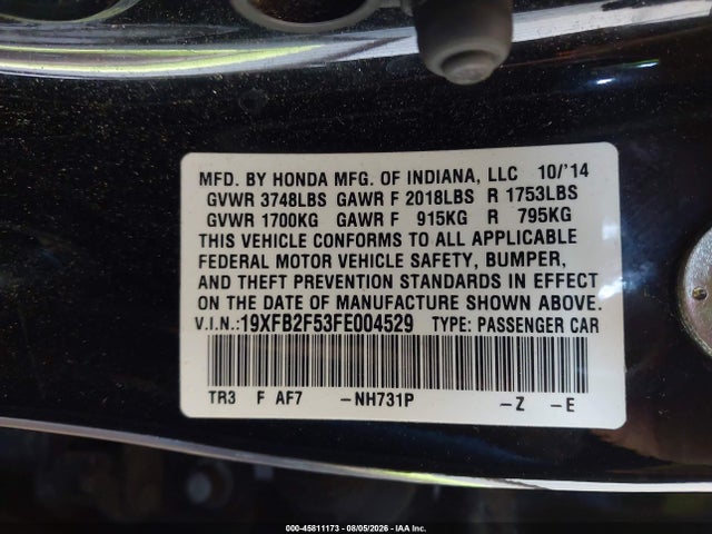 19XFB2F53FE004529 Honda Civic Lx
